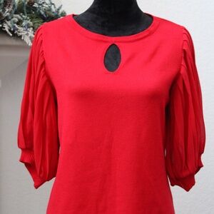 A love Story Red Puff 3/4 Sleeve Formal WorkWear Top